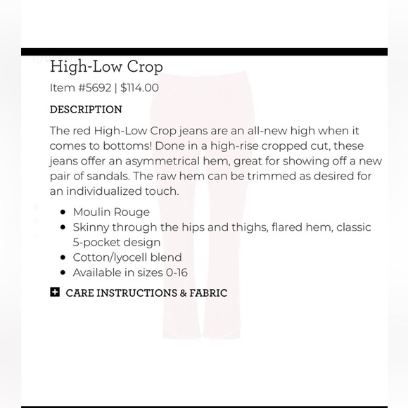 CAbi Moulin Rouge Hi Low Crop - Picture 15 of 16